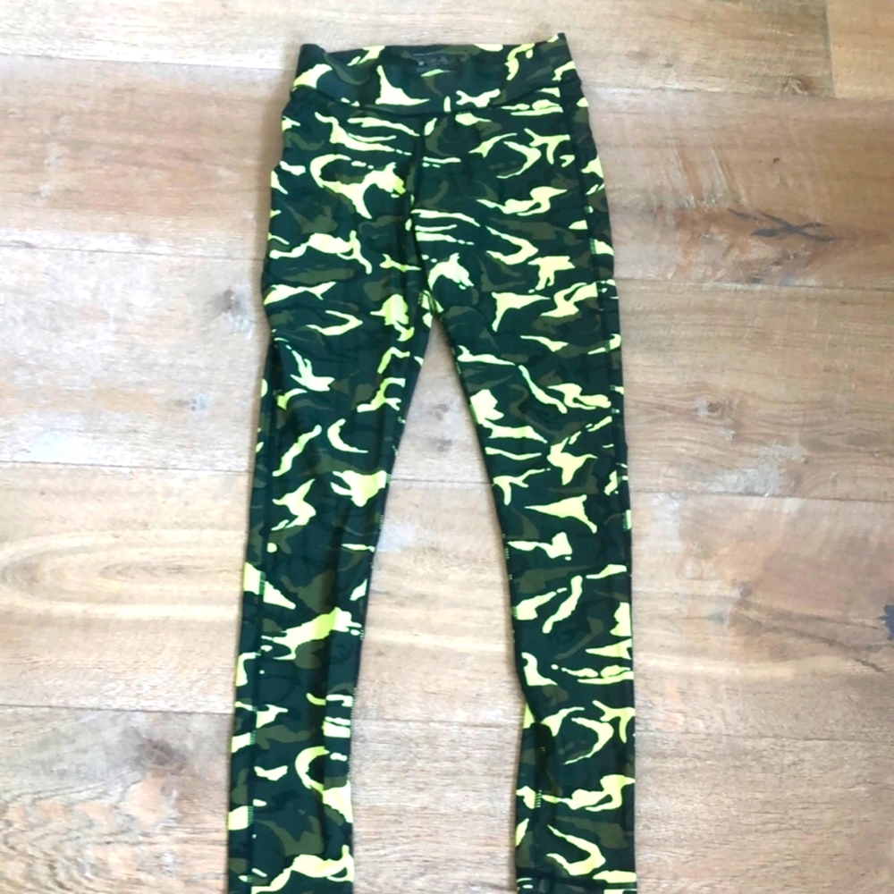 HPE Human Performance Engineering high waisted neon green camo athletic leggings